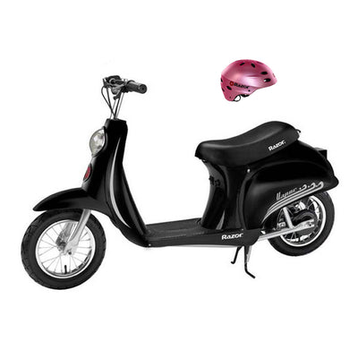 Razor Pocket Mod Mini Euro 24V 250W Kids Electric Motor Scooter & Helmet, Black