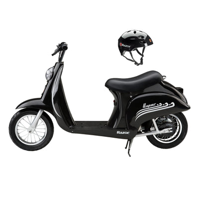 Razor Pocket Mod Miniature Euro 24V Kids Electric Motor Scooter & Helmet, Black