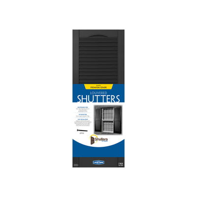 Plastic Development Group 14"x71" Exterior Vinyl Louvered Shutters, Black, 2 Pk - VMInnovations