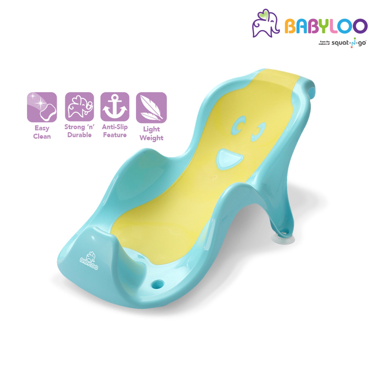 Babyloo Smilee Infant Bathtub Cradle for Standard and Babyloo Bathing Tubs, Blue - VMInnovations