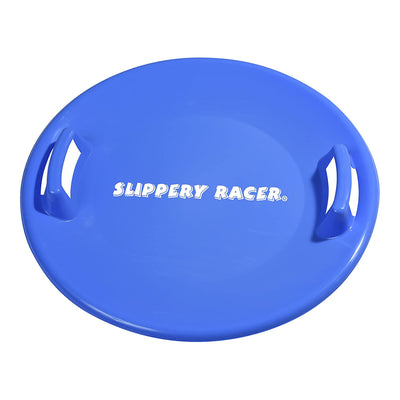 Slippery Racer Downhill Pro Adults and Kids Saucer Disc Snow Sled, Blue (2 Pack)
