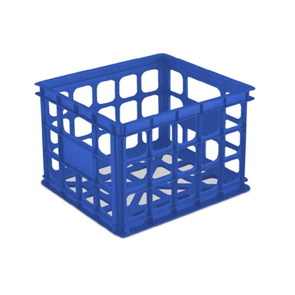 Sterilite 16921C06 Multi-Functional Stackable Organizing Storage Solution Crate, Blue
