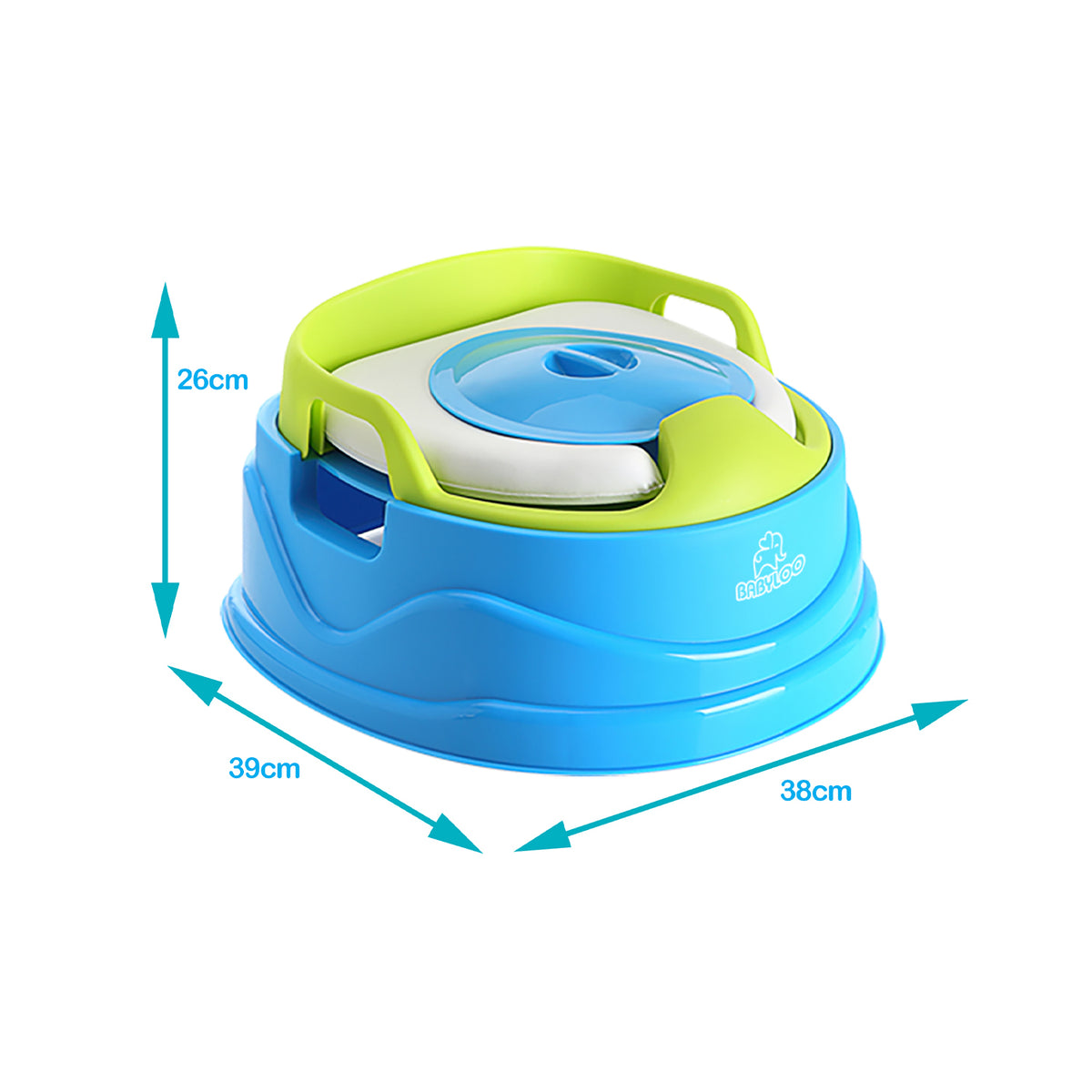 BabyLoo 3 In 1 Bambino Booster Potty Trainer 1 to 6 Year Olds, Blue and Green - VMInnovations
