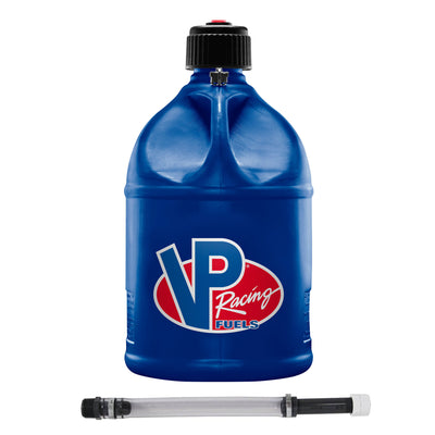 VP Racing Fuels 5.5 Gallon Round Motorsport Utility Jug Blue & 14 Inch Deluxe Hose