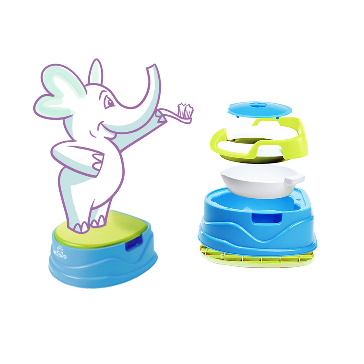 BabyLoo 3 In 1 Bambino Booster Potty Trainer 1 to 6 Year Olds, Blue and Green - VMInnovations
