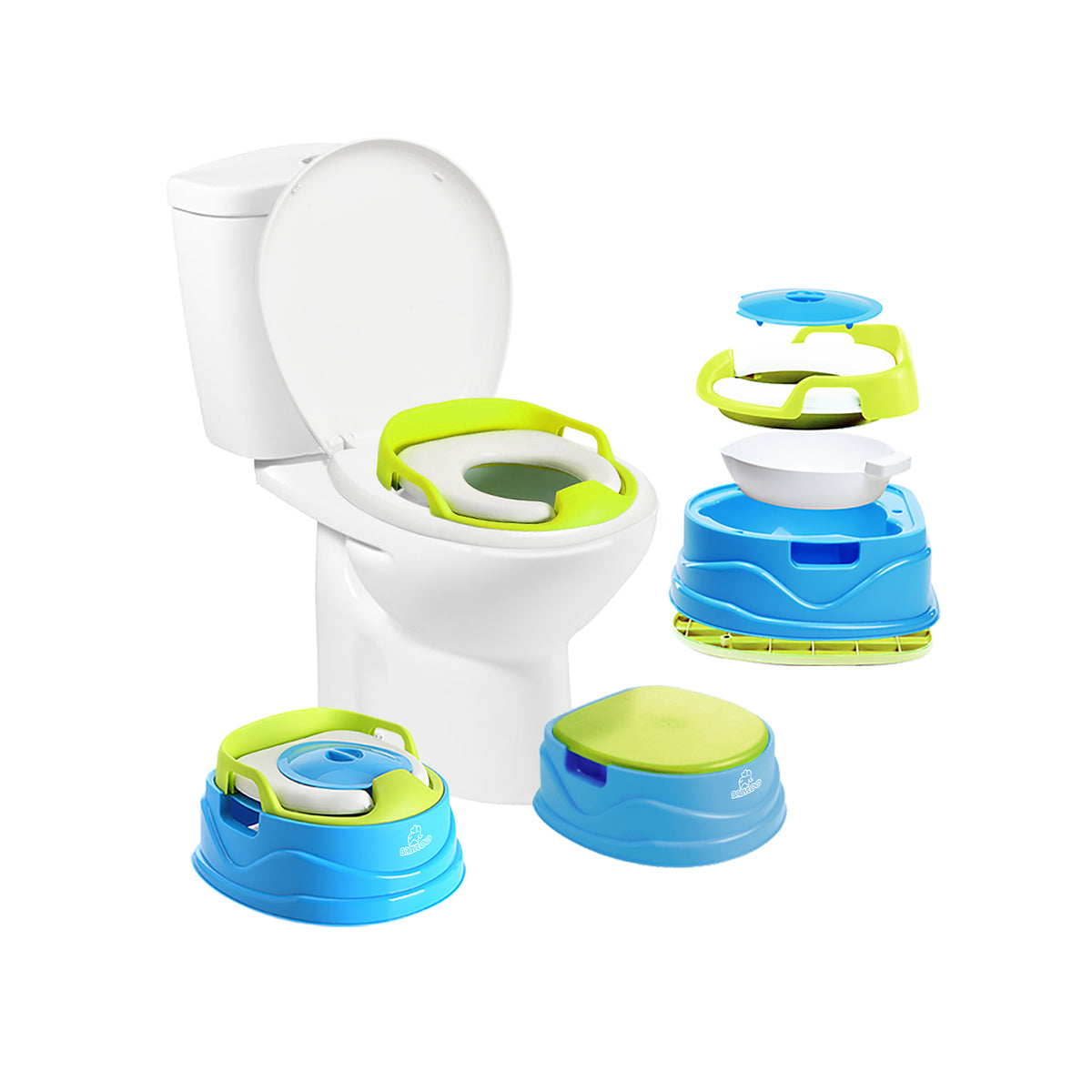 BabyLoo 3 In 1 Bambino Booster Potty Trainer 1 to 6 Year Olds, Blue and Green - VMInnovations