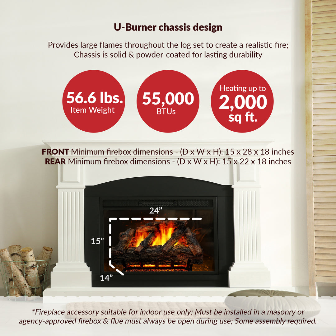 HearthSense 24" Vented Natural Gas Log Set w/Match Light, Mountain Oak(Open Box) - VMInnovations