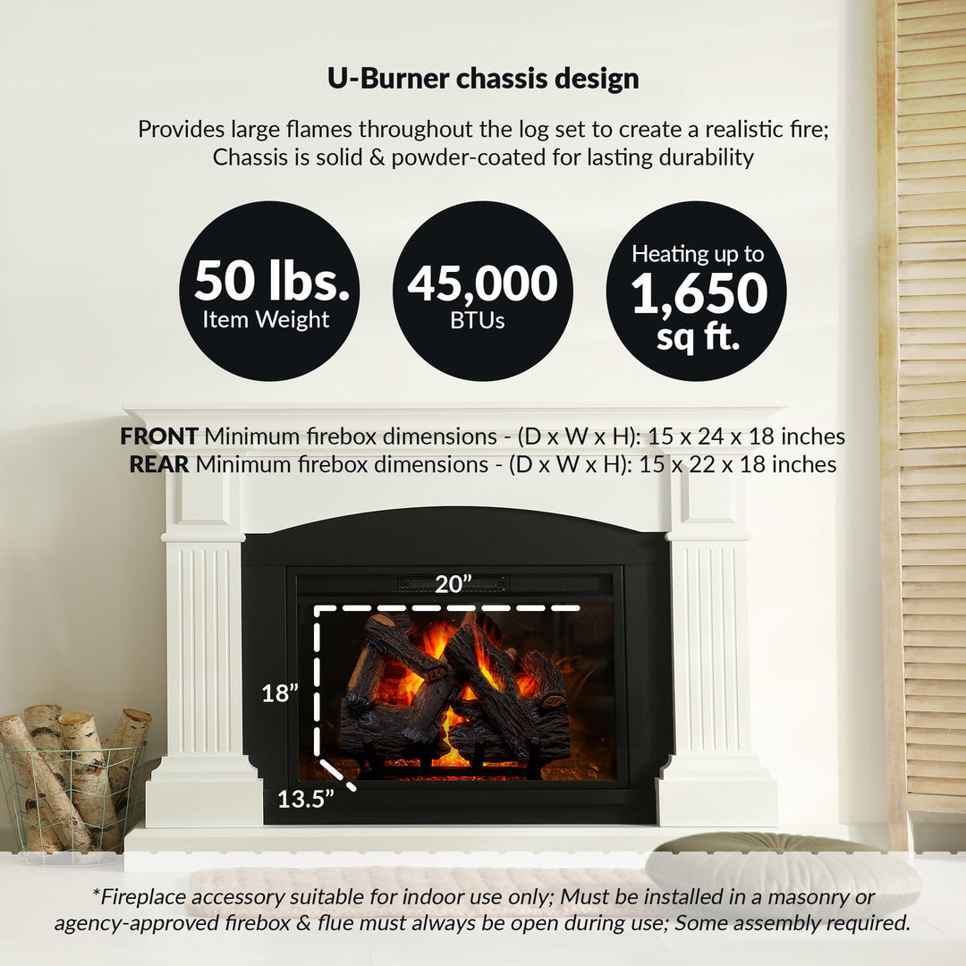 Duluth Forge 18 Inch Vented Natural Gas Log Set with Manual Light, Heartland Oak - VMInnovations