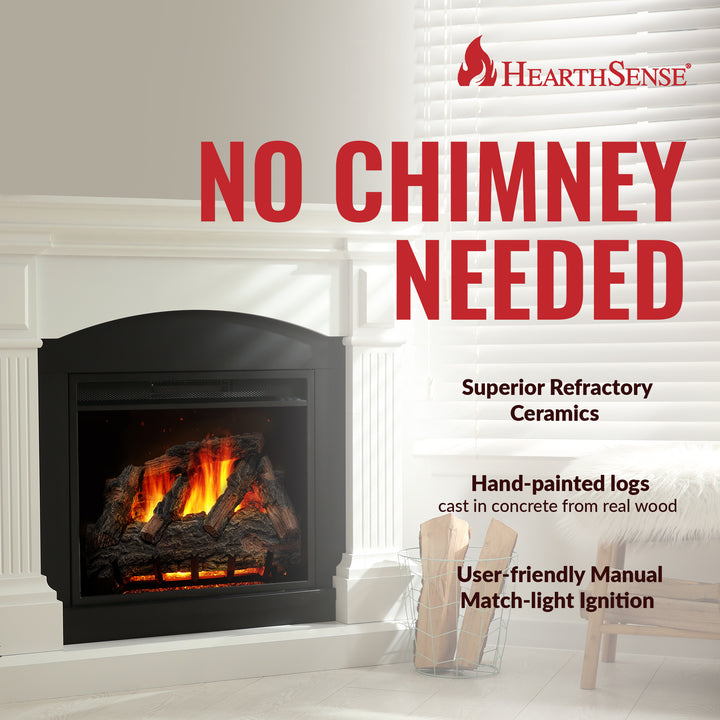 HearthSense 24 Inch Vented Natural Gas Log Set with Match Light, Mountain Oak - VMInnovations