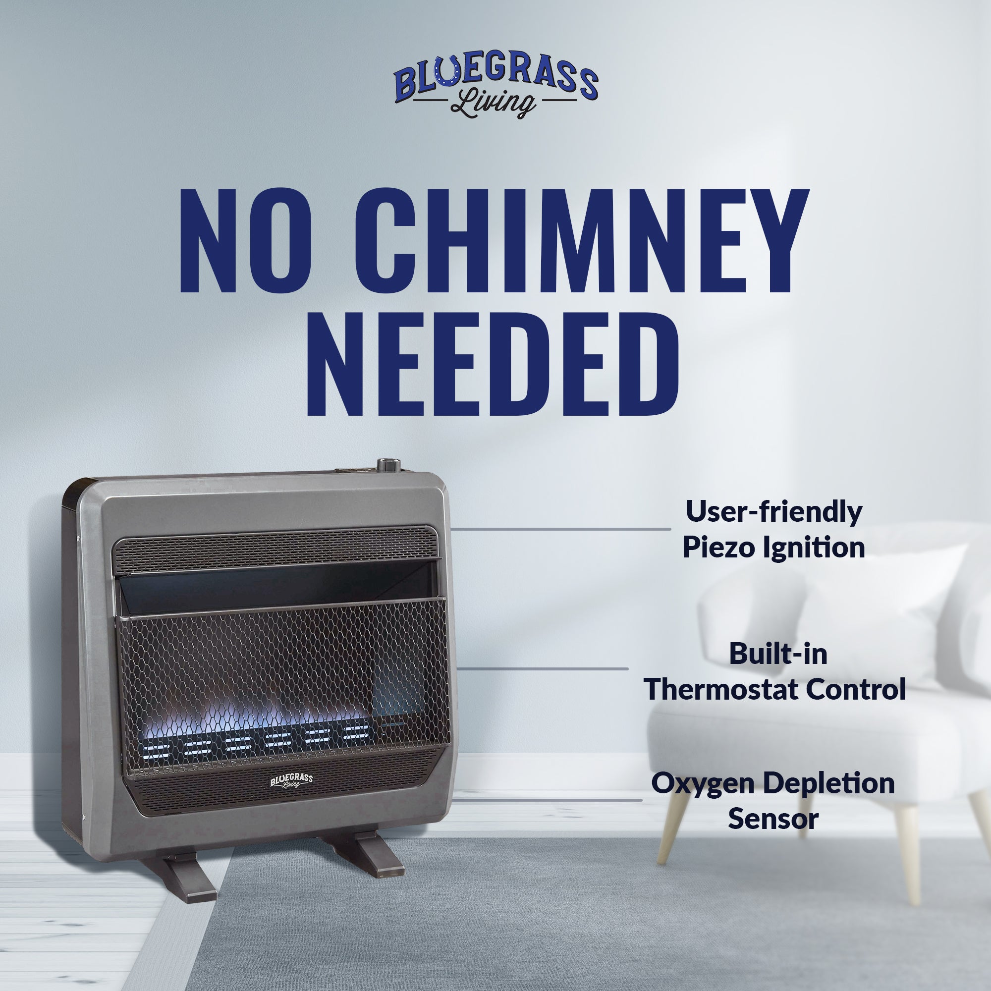 Bluegrass Living Natural Gas Ventless Space Heater with Blower & Feet(For Parts) - VMInnovations
