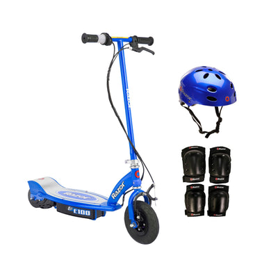 Razor E100 Motorized 24 V Rechargeable Electric Kids Scooter w/ Helmet and Pads