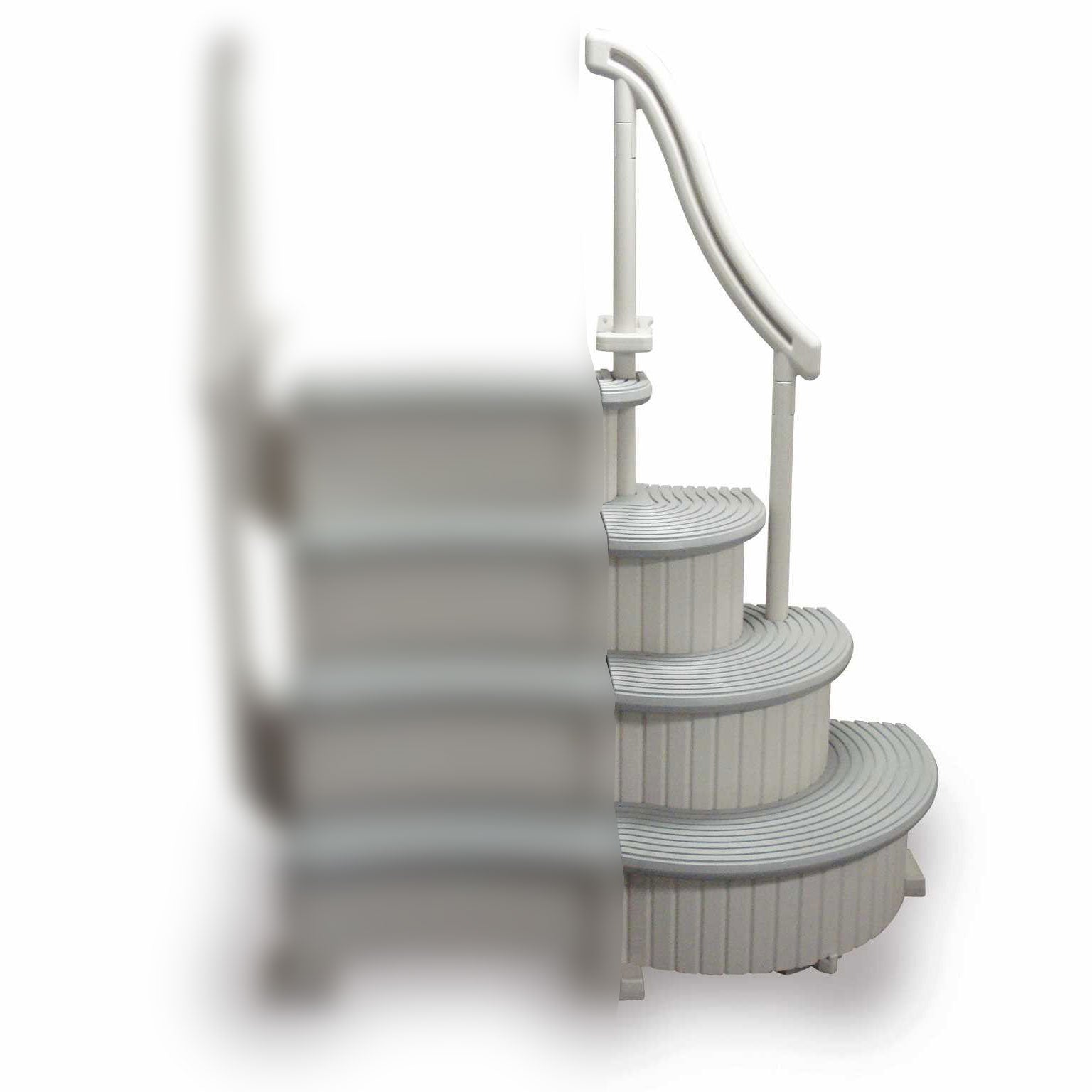 Confer Grey 4-Step Above Ground Pool Entry Steps Curved Add-on (Open Box)