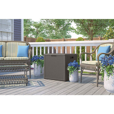Suncast 60 Gallon Resin Outdoor Patio Storage Cube Deck Box, Stoney (2 Pack) - VMInnovations