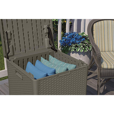 Suncast 60 Gallon Resin Outdoor Patio Storage Cube Deck Box, Stoney (2 Pack) - VMInnovations