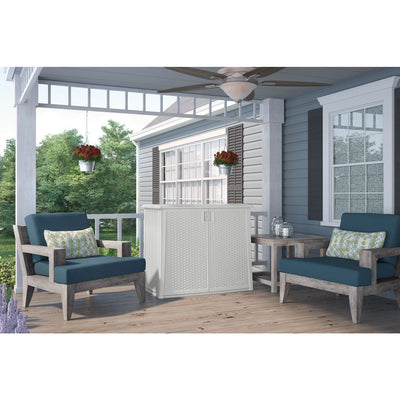 Suncast 97 Gallon Backyard Oasis Storage Entertaining Station, White (Open Box)