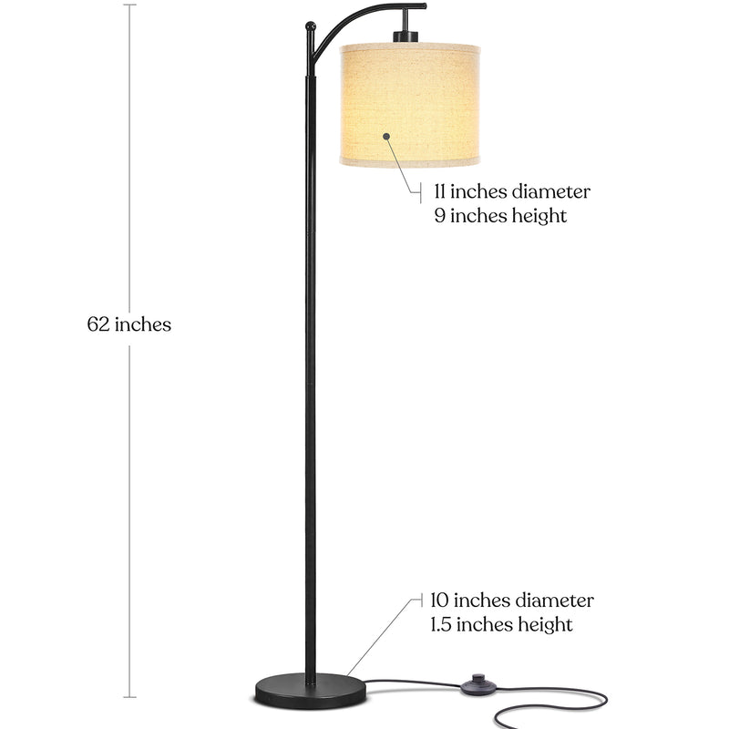 Brightech Montage Standing Floor Smart Lamp with LED Light & Drum Shade, Black