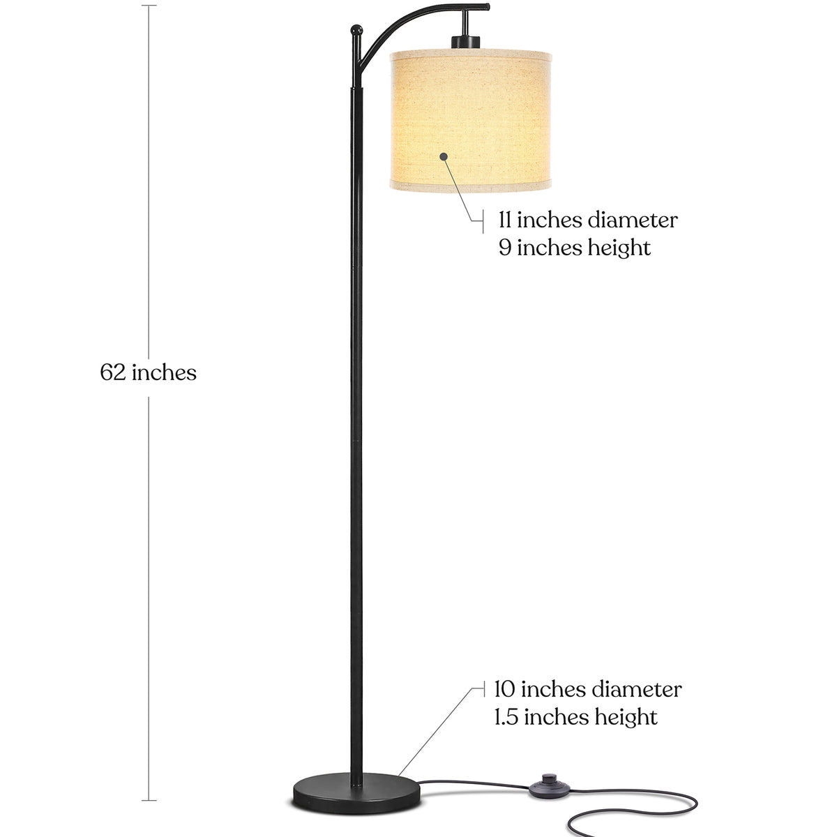 Brightech Montage Standing Floor Smart Lamp with LED Light & Drum Shade, Black (For Parts)