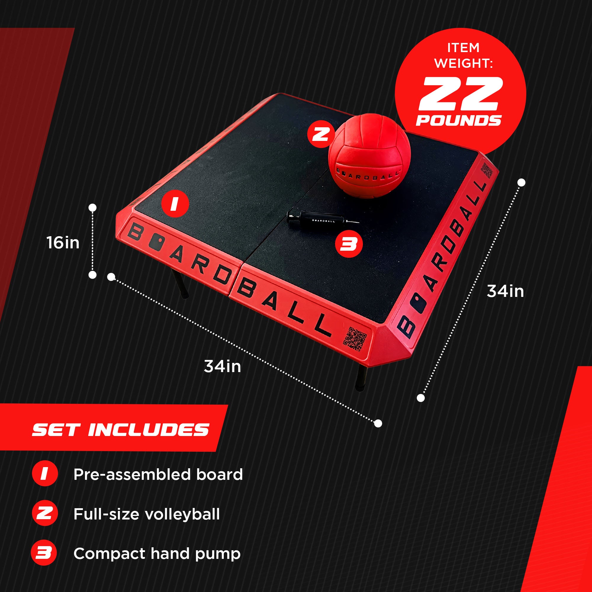 Boardball Sport Portable Boardball Set w/ Board, Volleyball, & Hand Pump (Used) - VMInnovations