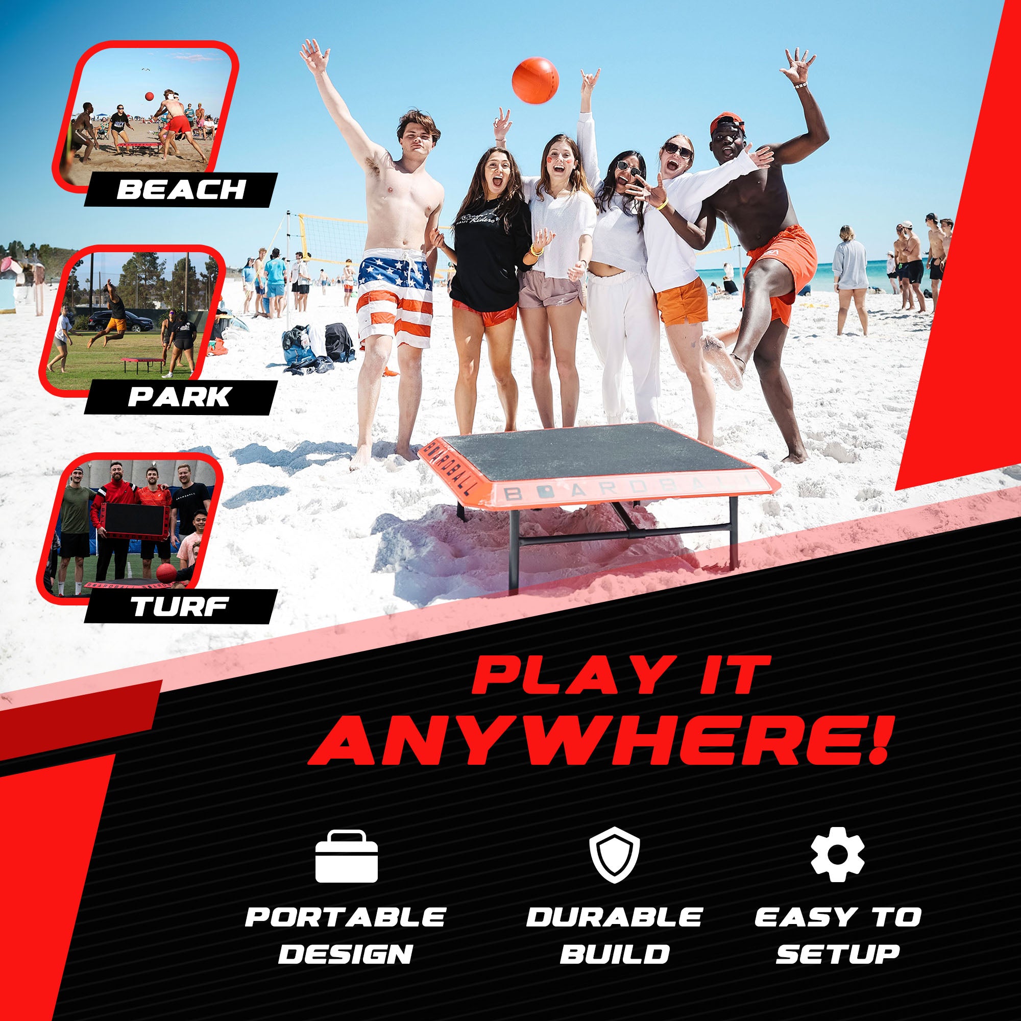 Boardball Sport Portable Boardball Set w/ Board, Volleyball, & Hand Pump (Used) - VMInnovations