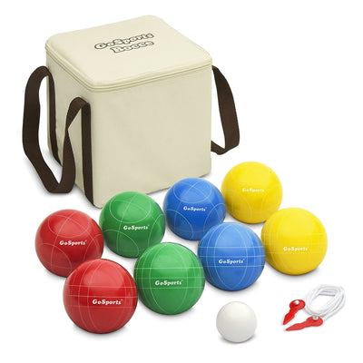 GoSports 90mm Bocce Set Outdoor Backyard Lawn Game Set with 8 Balls and Case