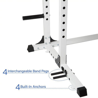 Body Power SMU6200 Weightlifting Deluxe Home Power Rack Cage System, White - VMInnovations
