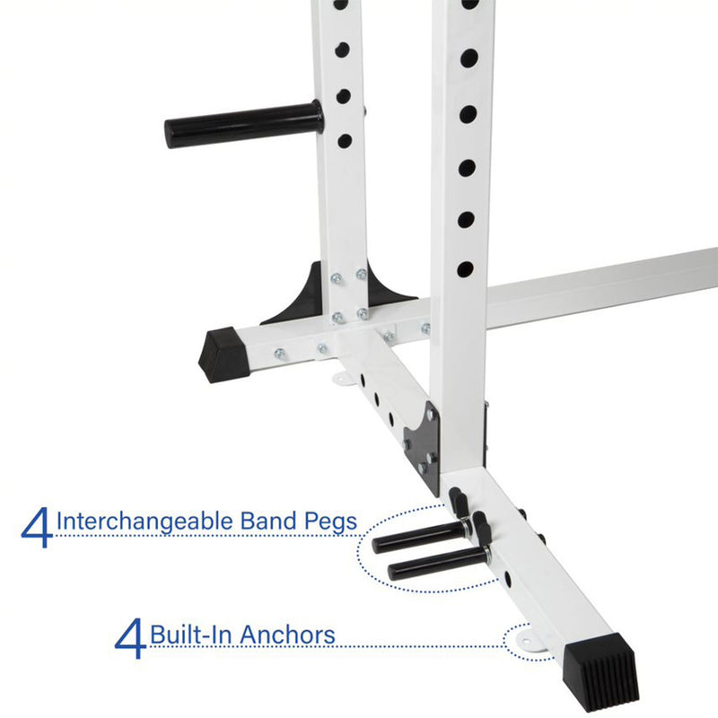 Body Power SMU6200 Weightlifting Deluxe Home Power Rack Cage System, White