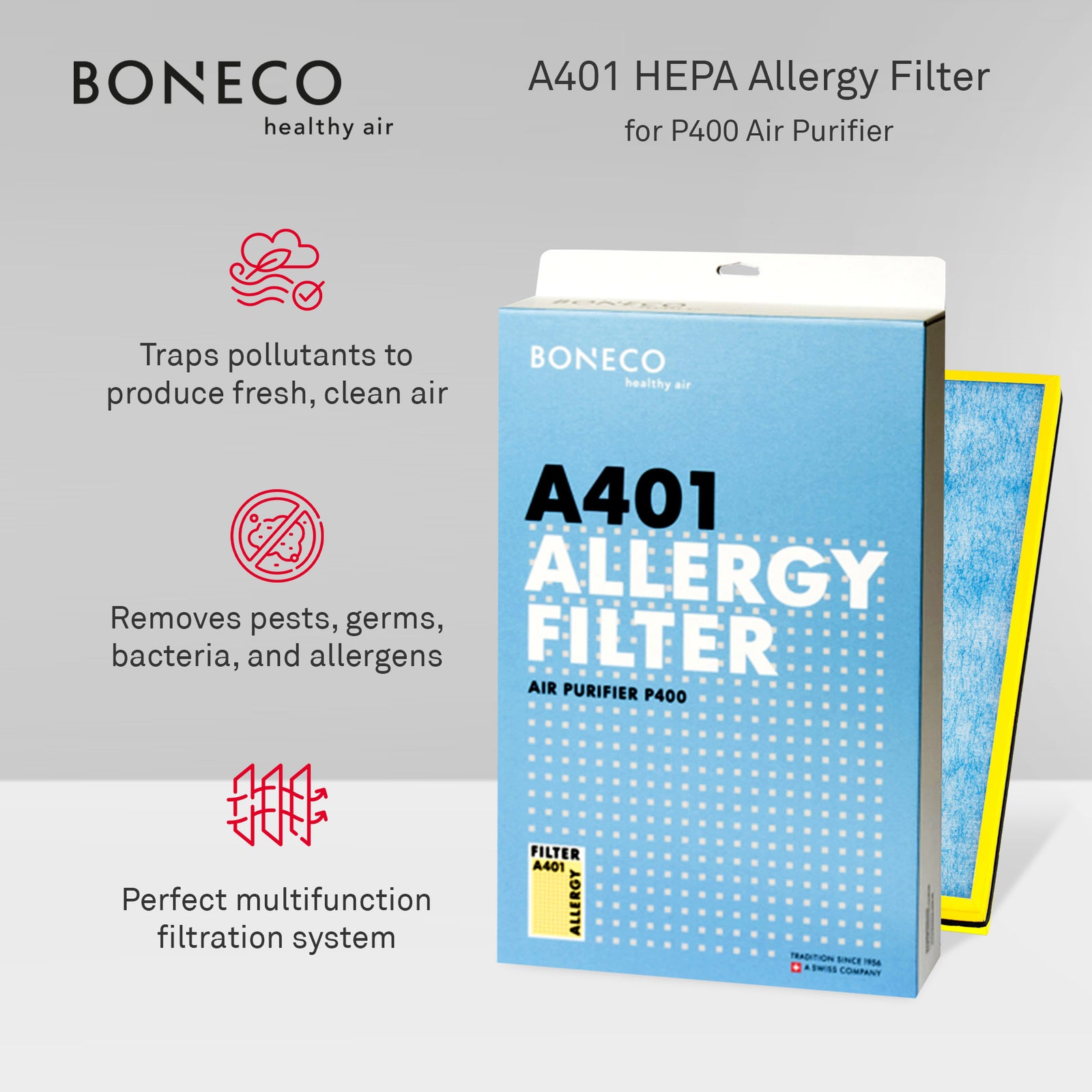 Boneco HEPA Allergy Filter w/ Activated Carbon for P400 Air Purifier (Open Box) - VMInnovations
