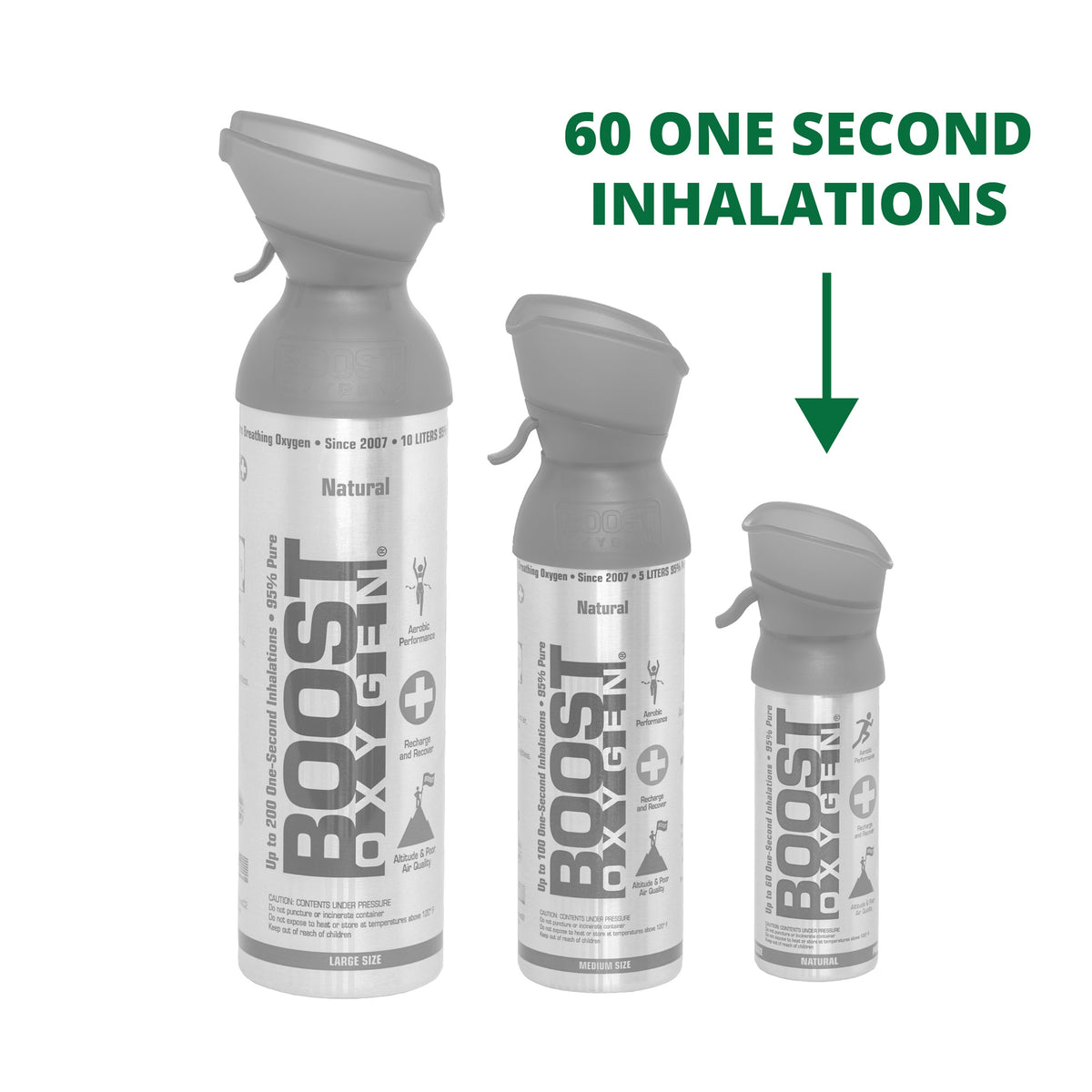 Boost Oxygen 3 Liter Pocket Sized Canned Oxygen Bottle with Mouthpiece, Natural