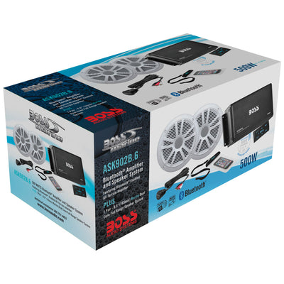 Boss Audio ASK904B.64 Marine Audio Amplifier, Speakers, USB Cable, & Phone Pouch (4 Pack) - VMInnovations