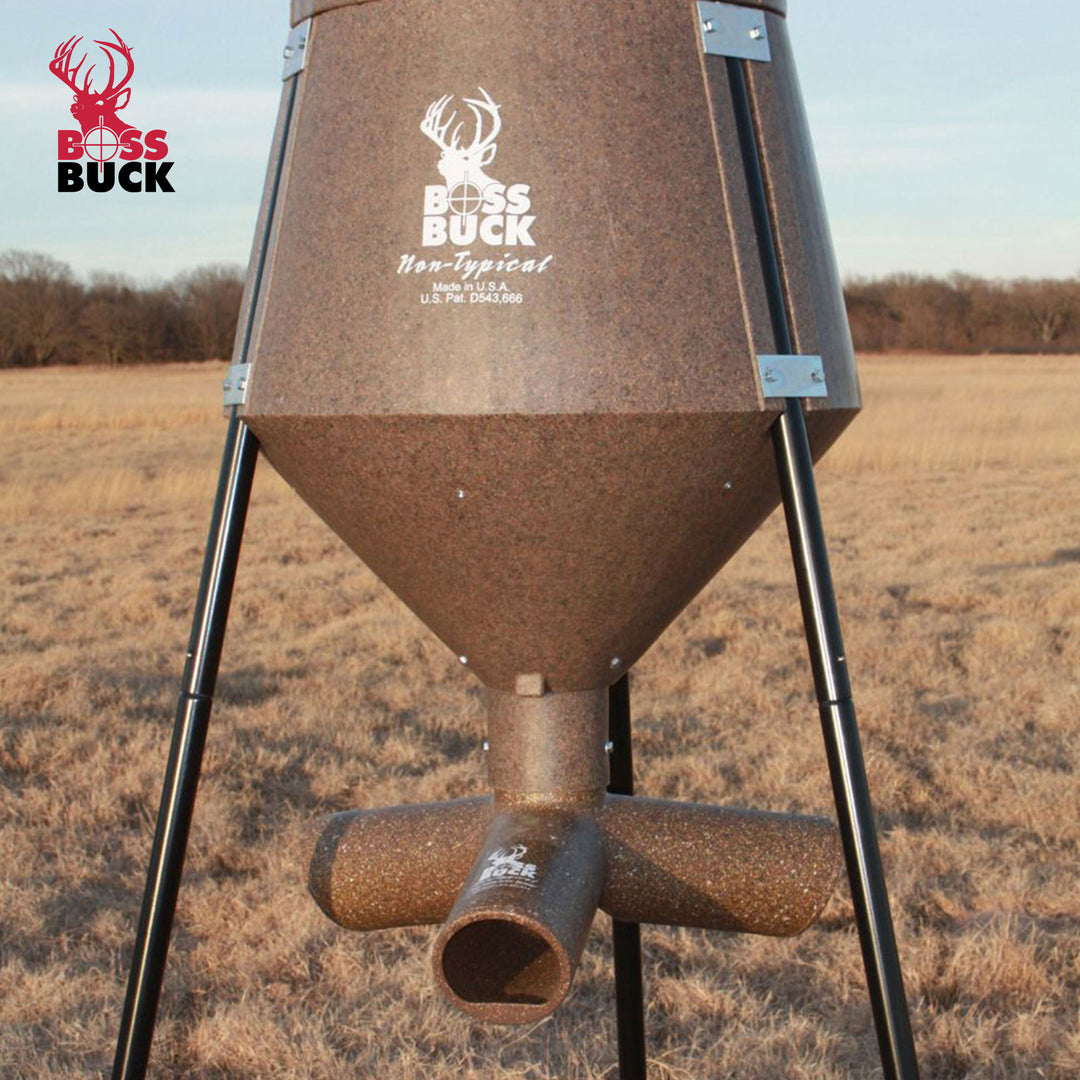 Boss Buck 200 Pound Gravity Fed Tripod Game Deer Corn and Protein Pellet Feeder