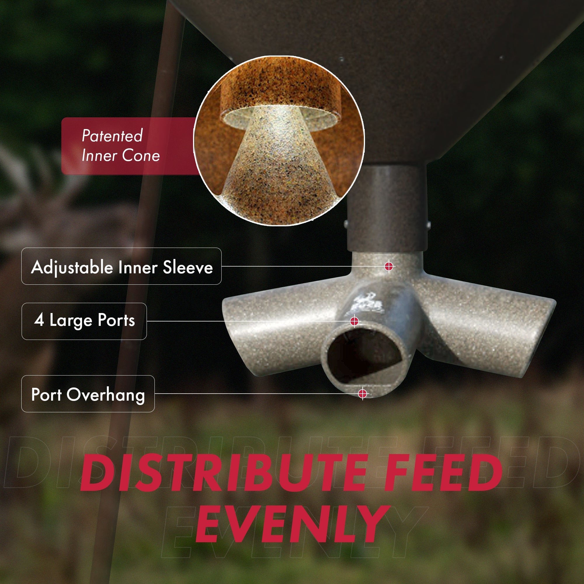 Boss Buck Hunting Game Feeder with Four 8-Inch Feed Ports (Open Box) - VMInnovations