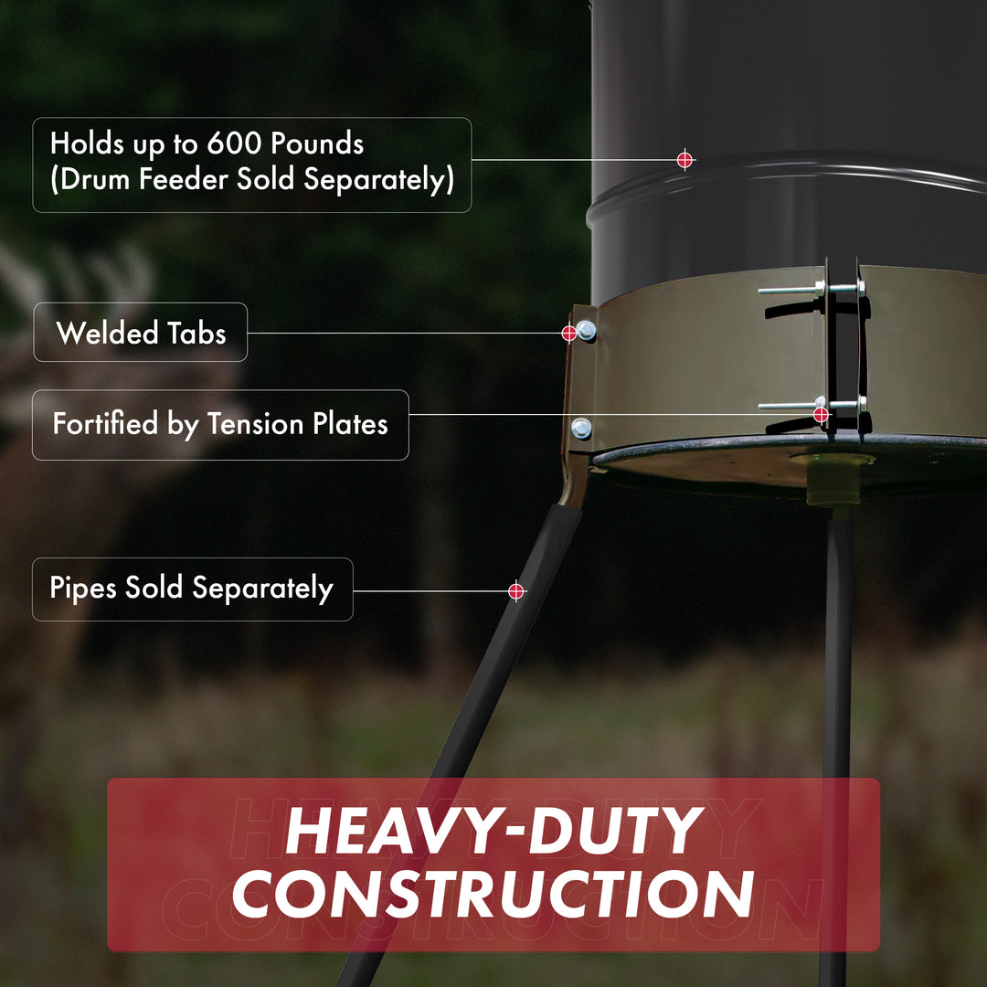 Boss Buck BB-1.3 DIY 55 Gal Barrel Tripod Deer Feeder 20" Leg Stand Band (Used)