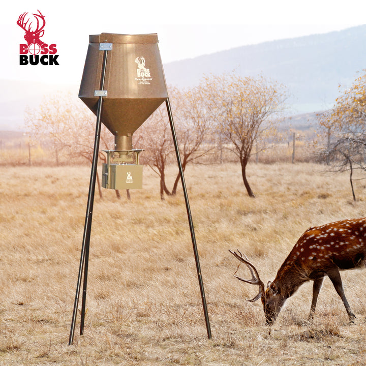 Boss Buck Hunting 200 Series Large Automatic Wildlife Deer Feeder 200lb Capacity