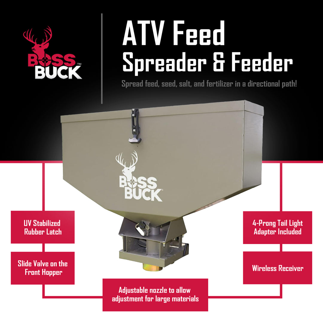Boss Buck 80-Pound Capacity Non-Typical ATV Feed Spreader and Seeder (Open Box) - VMInnovations