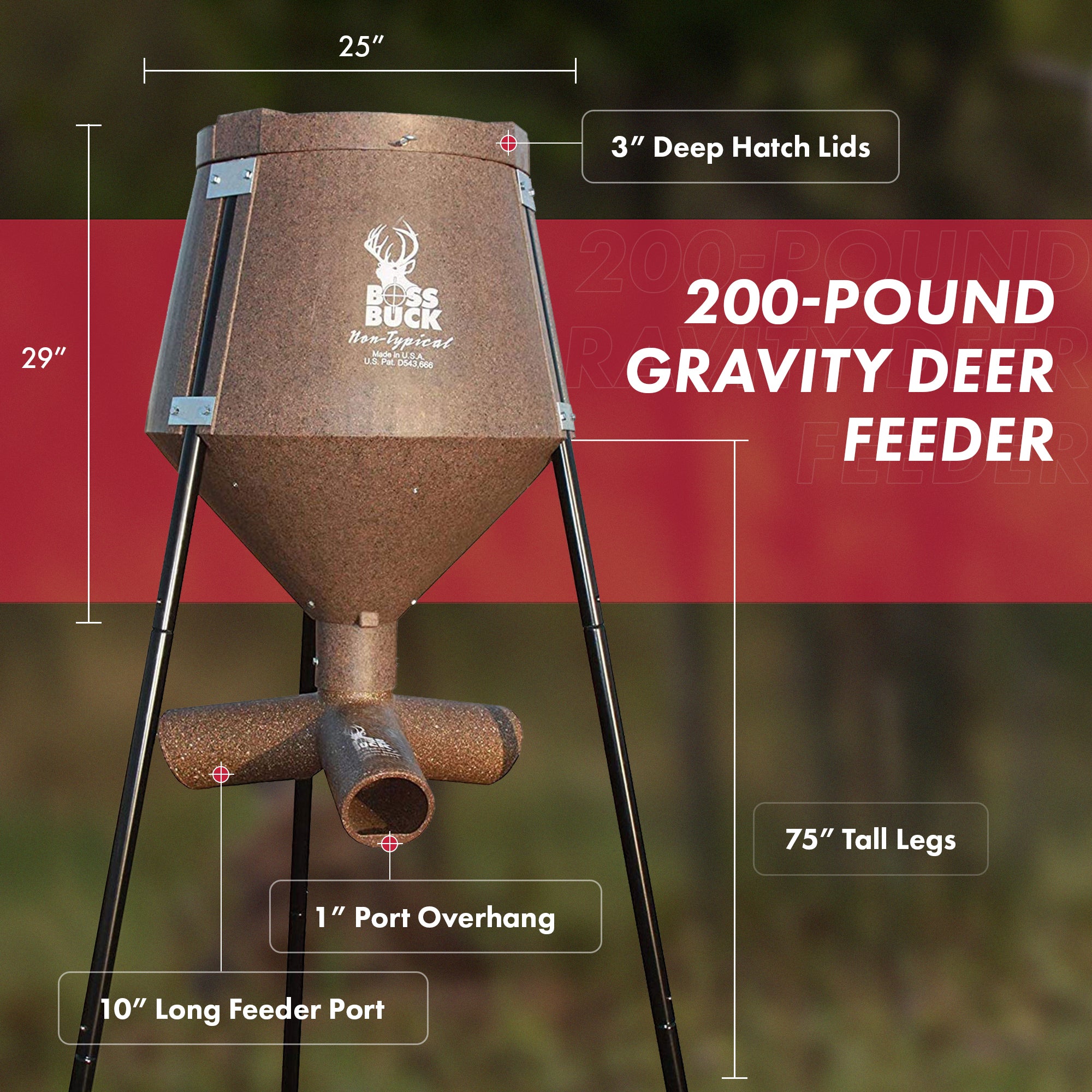 Boss Buck Gravity Fed Tripod Game Deer Corn and Protein Pellet Feeder (3 Pack)