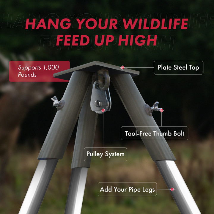Boss Buck Heavy Duty Steel Tripod Header with 1000 Pound Pulley System(Open Box) - VMInnovations