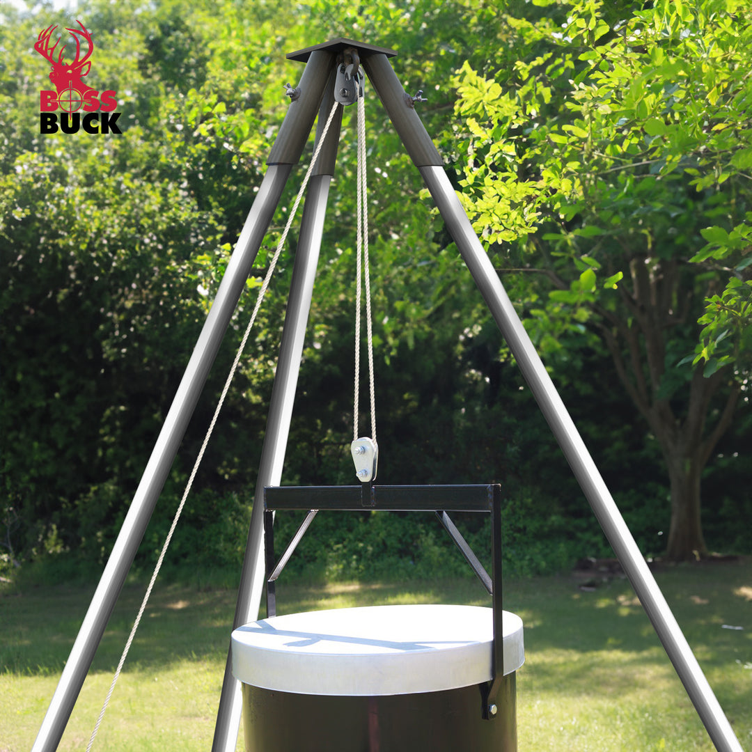 Boss Buck Tripod Header with Pulley, Deer Feeder Attachment, Feeder Not Included