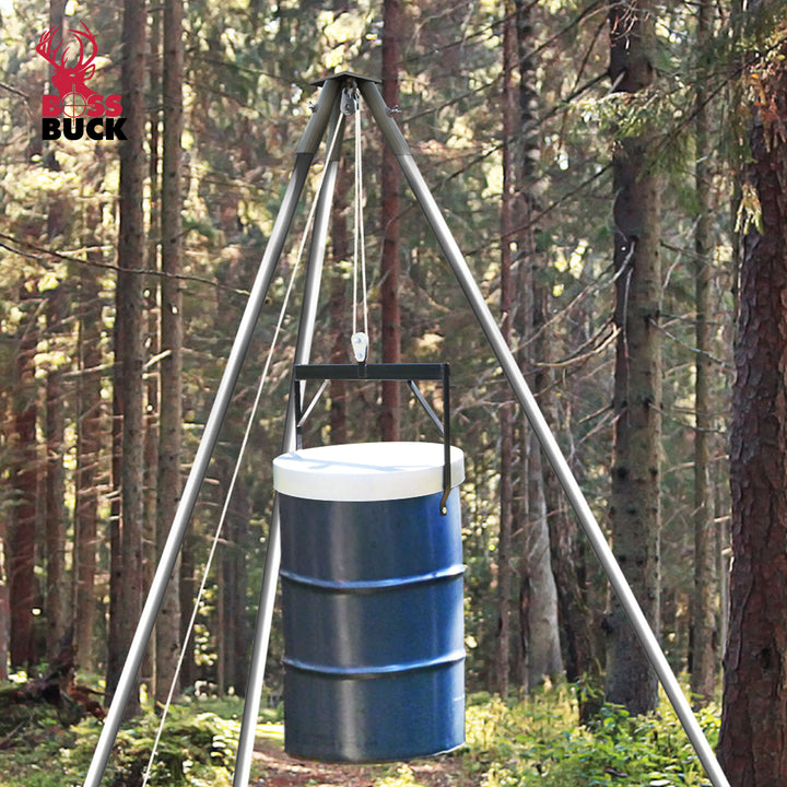 Boss Buck Tripod Header with Pulley, Deer Feeder Attachment, Feeder Not Included