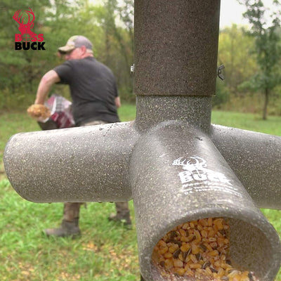 Boss Buck BB-1.10 Hunting Game Feeder with 3 10-Inch Feed Ports, Gray (2 Pack) - VMInnovations