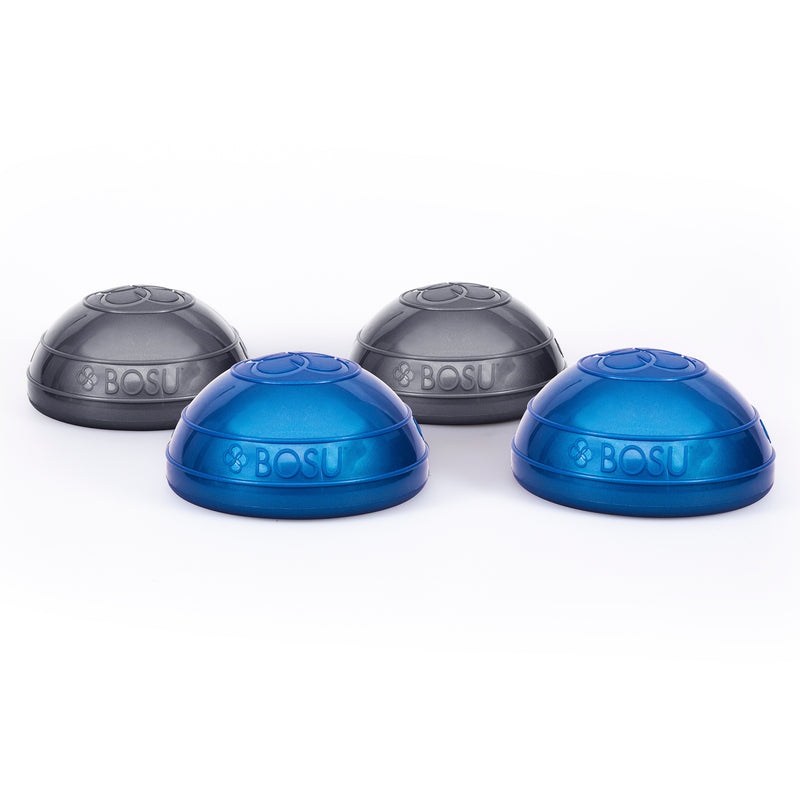Bosu 6.5-Inch Diameter Dynamic Home Workout Balance Pods, Grey and Blue (4 Pack)