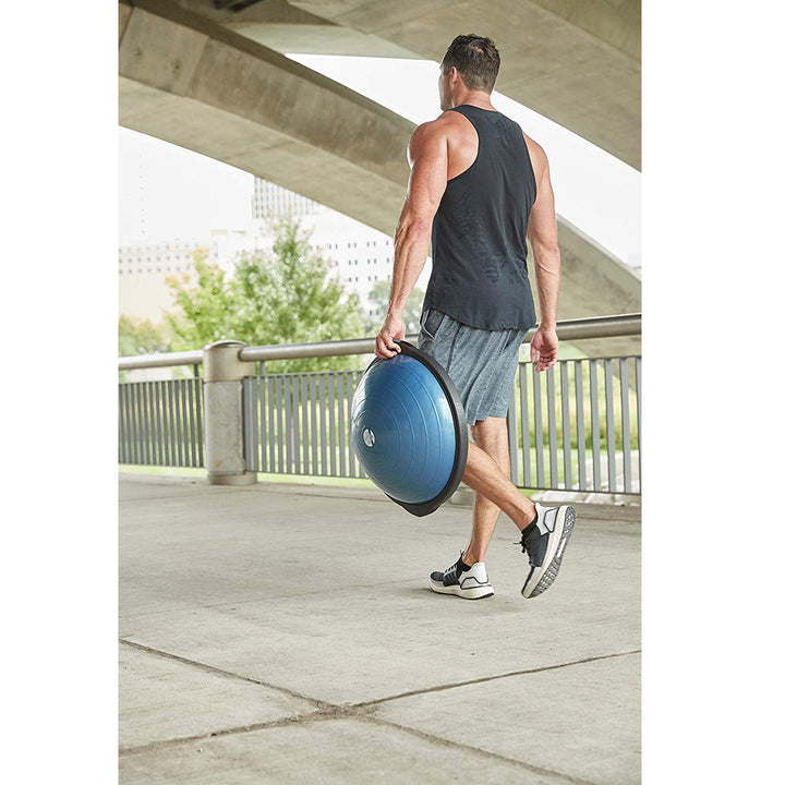 Bosu 50cm Non-Slip Travel-Size Balance Ball Trainer for Home Gym Workout, Blue