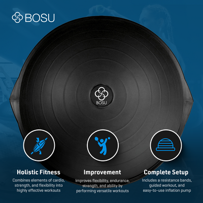 Bosu Home Balance Trainer for Strength, Flexibility, and Cardio Workouts, Black - VMInnovations