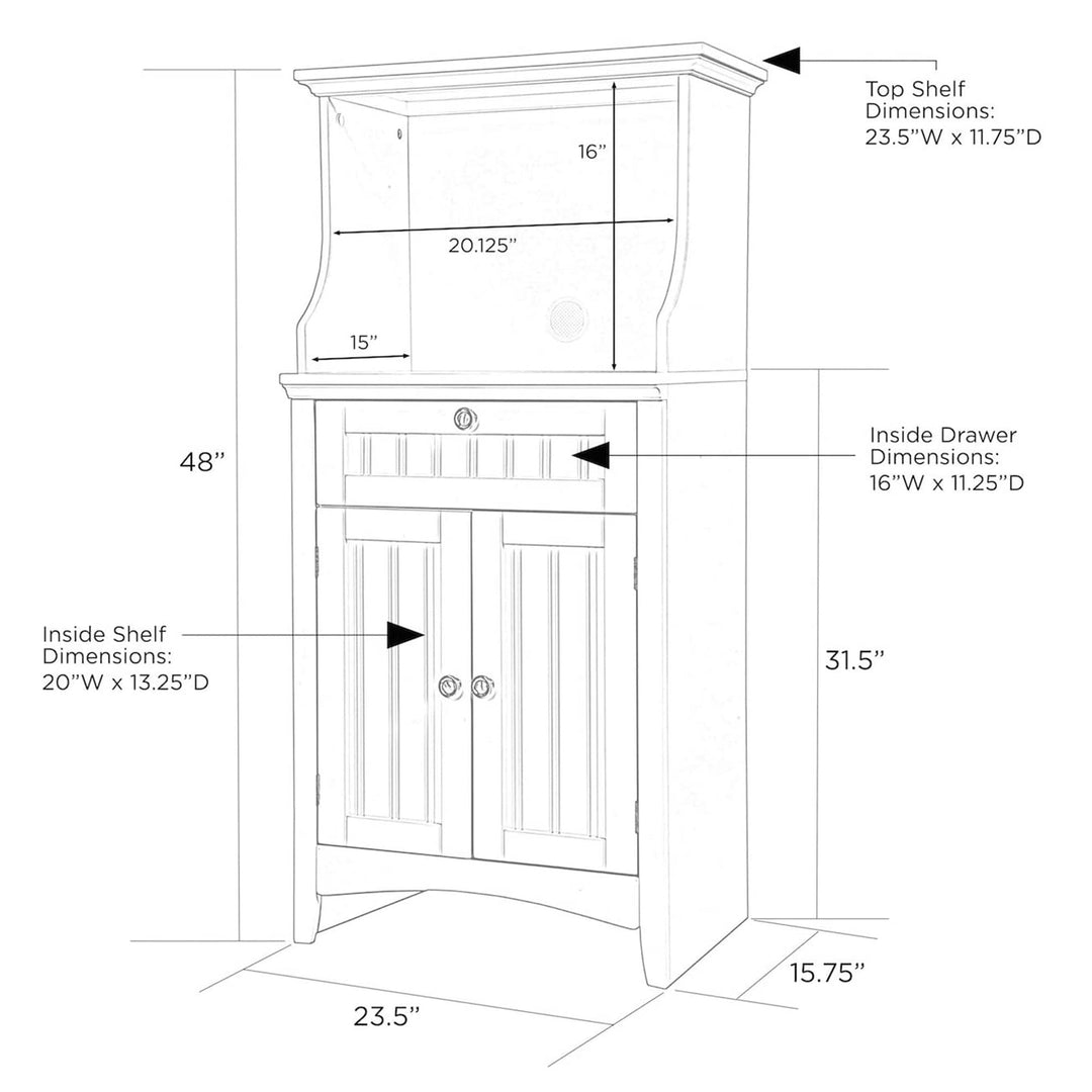 American Furniture Microwave Kitchen Utility Cart Stand Cabinet, White (Used)