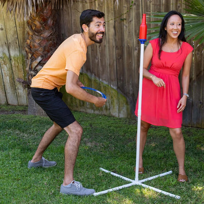 YardGames Giant Wooden Ring Toss Lawn Game w/ Giant Pong Set & Beersbee Game