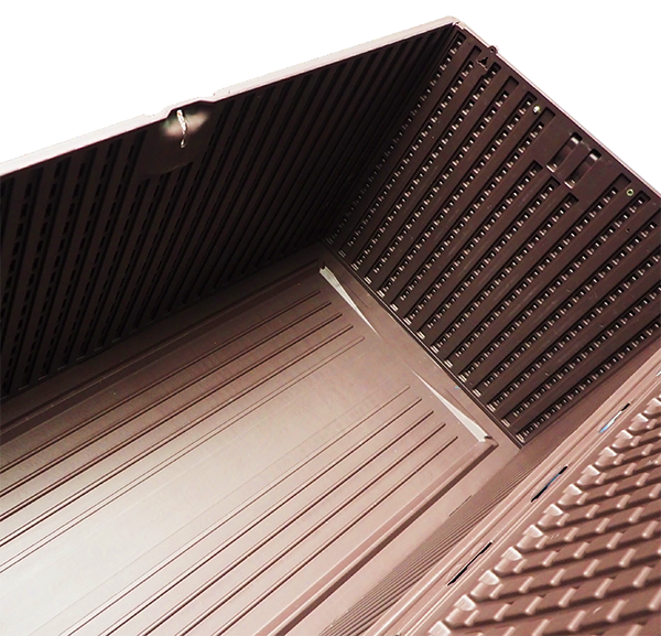 Plastic Development Group 130-Gallon Outdoor Patio Deck Box, Brown (Open Box) - VMInnovations