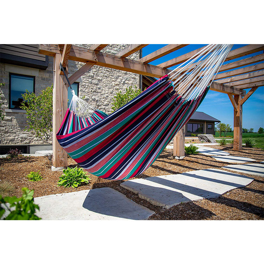Vivere Brazilian Style Portable Outdoor Cotton Single Swinging Hammock, Plumeria