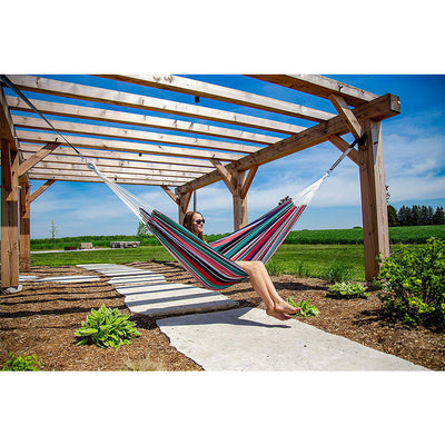 Vivere Brazilian Style Portable Outdoor Cotton Single Swinging Hammock, Plumeria