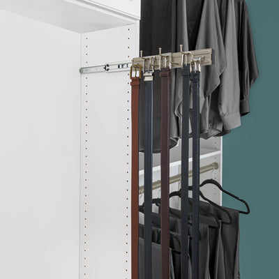 Rev-A-Shelf BRC-12SN 12" Mounted Pullout Belt Rack Organizer, Nickel (Open Box)