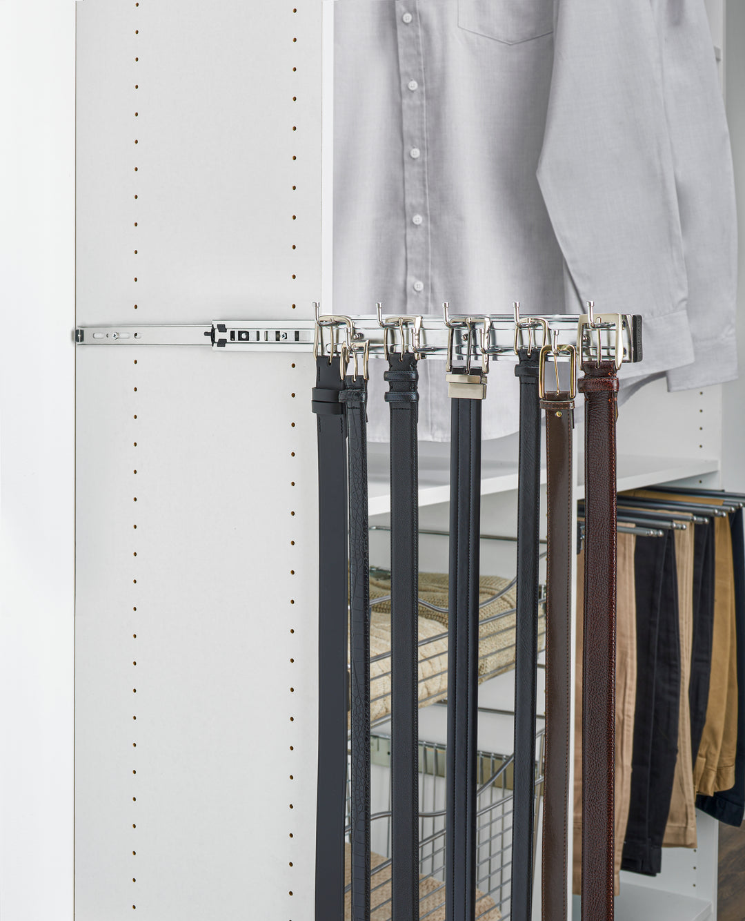 Rev-a-Shelf BRC-14CR 14" Mounted Pullout Belt Rack Organizer, Chrome (2 Pack)