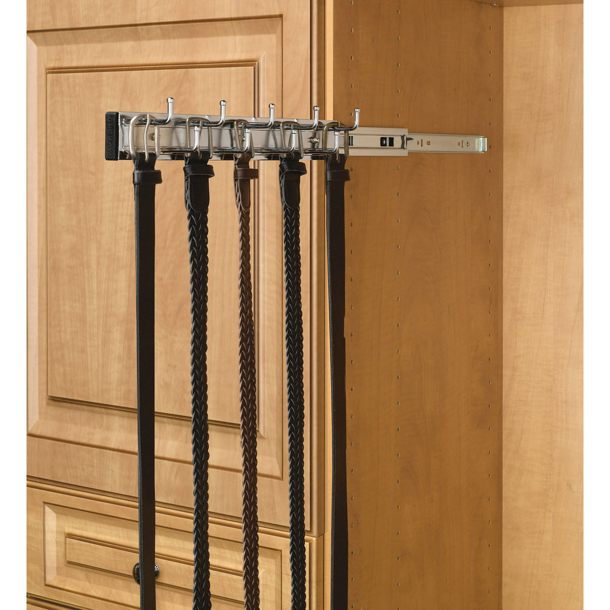Rev-a-Shelf BRC-14CR 14 Inch Wall Mounted Pullout Belt Rack, Chrome (3 Pack)